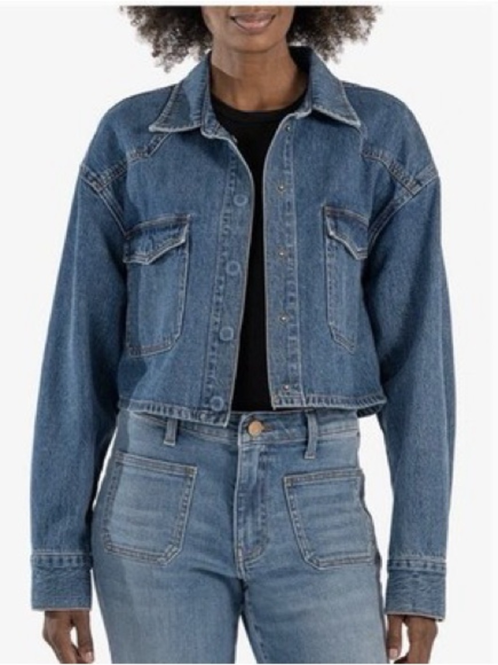KUT from the Kloth Billie Crop Denim Jacket Size M